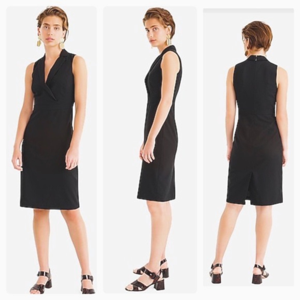 J Crew Tuxedo Sheath Dress 100% Wool Size 0